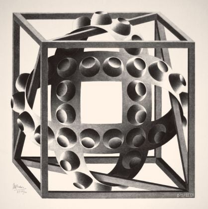 Maurits Cornelis Escher, Cube with Magic Ribbon