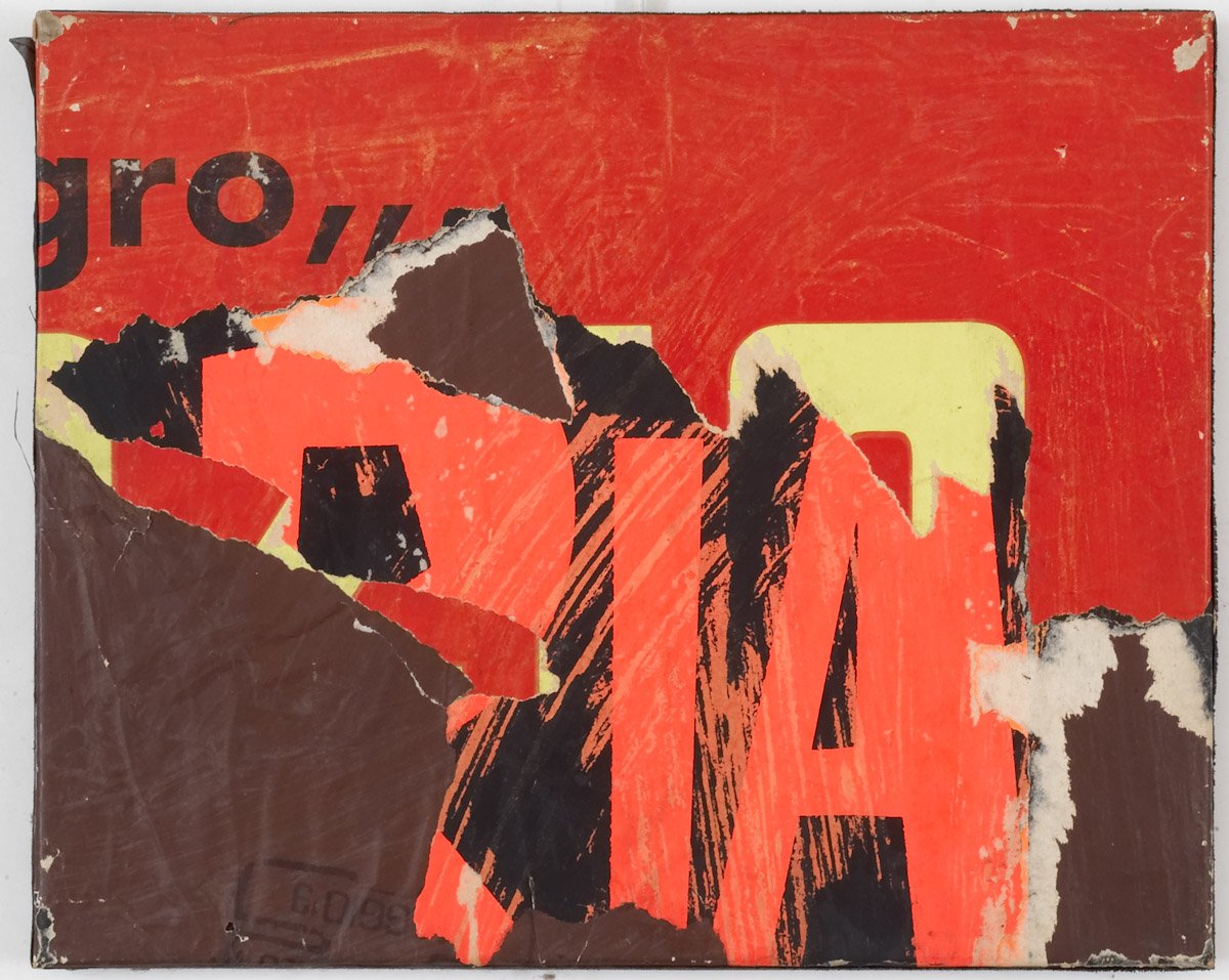 Mimmo Rotella, Ria, 1958, décollage on canvas, 33.7 x 40.6 x 2.5 cm © 2017 Mimmo Rotella by SIAE