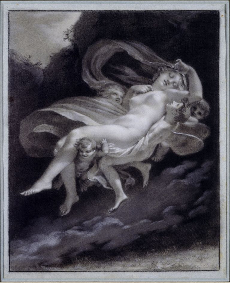 Pierre-Paul Prud’hon, Psiche rapita da Zefiro, 33 x 17 cm. Parigi, collezione Prat