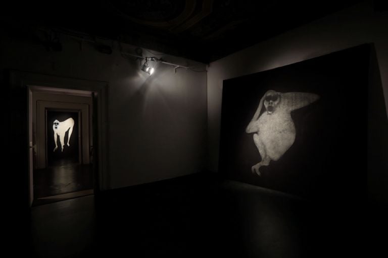 Sergio Ragalzi, Parola alle Scimmie, installazione sonora a cura di Elsa Agalbato, Fabio Sargentini, L'Attico, Roma 2017