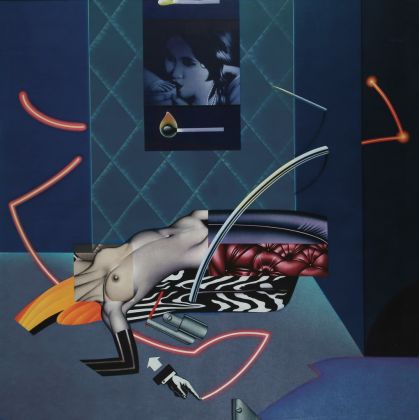 Sergio Sarri, L'oscuro oggetto del desiderio, 1995. Acrilico su tela 150x150 cm. Galleria Robilant + Voena