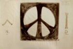 Sketch of nuclear disarmament symbol, by Gerald Holtom. Copyright- Commonweal Collection