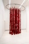 Cecilia Vicuña, Quipu Womb (The Story of the Red Thread, Athens), 2017, dyed wool, installation view, EMST—National Museum of Contemporary Art, Athens, documenta 14, photo: Mathias Völzke