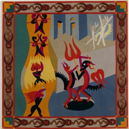 Fortunato Depero, Danza di diavoli, 1922, tarsia di panni. Rovereto, Mart, Museo di arte moderna e contemporanea di Trento e Rovereto, Fondo Depero