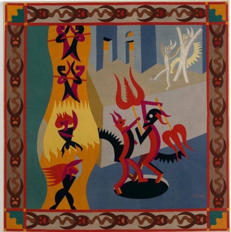 Fortunato Depero, Danza di diavoli, 1922, tarsia di panni. Rovereto, Mart, Museo di arte moderna e contemporanea di Trento e Rovereto, Fondo Depero