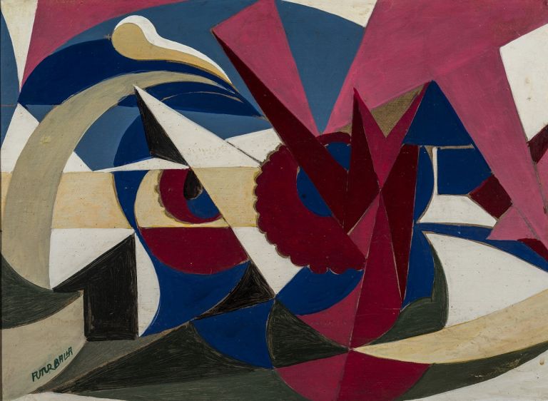 Giacomo Balla LINEE DI FORZA DI PAESAGGIO MAIOLICATO 1917 1918 Collezione Biagiotti Cigna La Collezione Biagiotti alla Estorick Collection di Londra. Omaggio a Balla e alla moda futurista