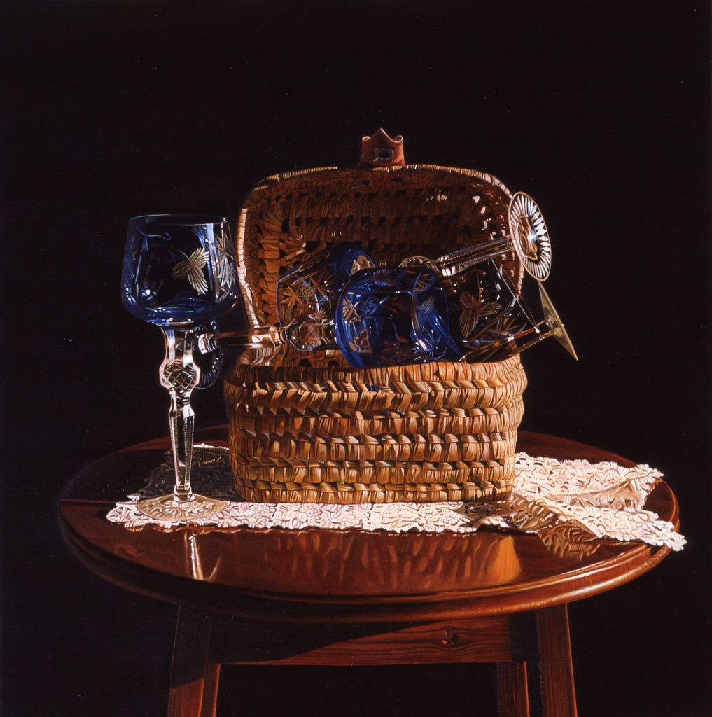 Giuseppe Carta, Cinque bicchieri, cesto e pizzo, 1997