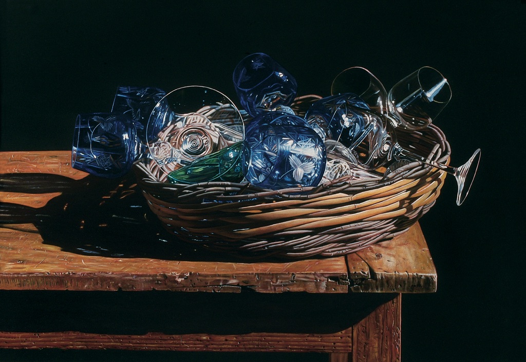Giuseppe Carta, Grande cesto con bicchieri blu, 2006