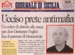 La notizia dell'uccisione di Don Pino Puglisi sulla prima pagina del Giornale di Sicilia