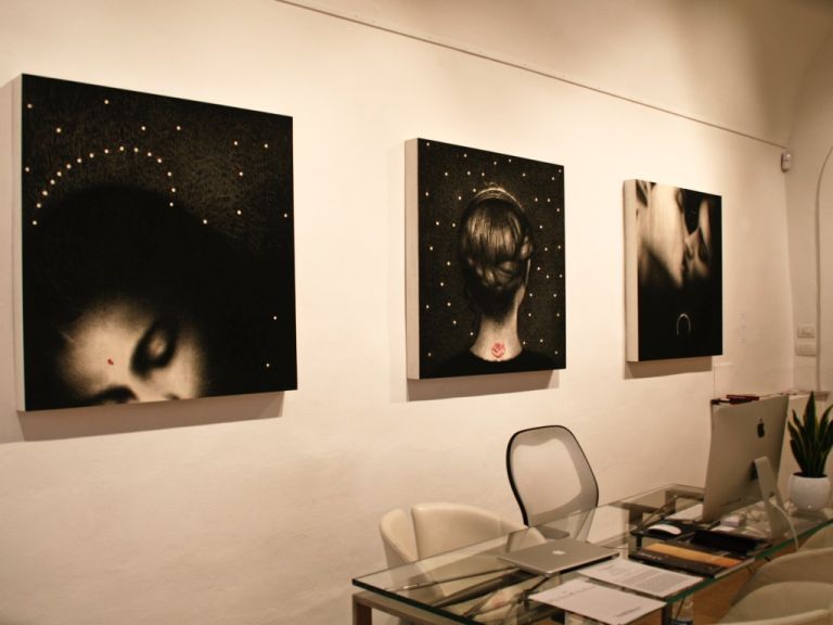 Omar Galliani. Exhibition view at Tornabuoni Arte, Firenze 2017