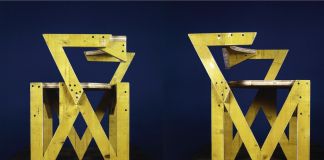 P18, serie Solidi, 1995 ca. Pannello di abete a tre strati rivestimento giallo, 70 x 50 x 50 cm. Courtesy Archivio Architetto Cesare Leonardi. Foto Cesare Leonardi