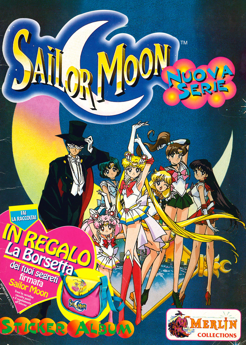 Sailor Moon, 1996, Merlin, Milano; copertina dell'album per la raccolta di 216 figurine