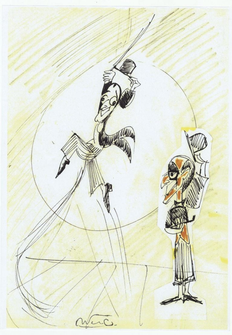 Totò in un disegno di Federico Fellini, Collezione Vincenzo Mollica