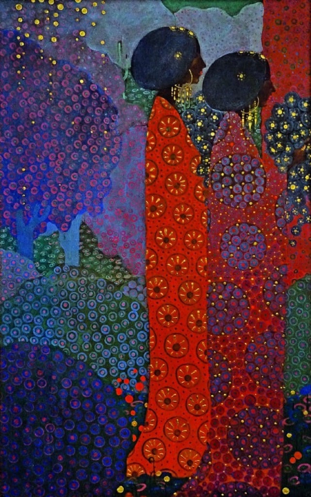 Vittorio Zecchin, Pannello del ciclo Le Mille e una notte, 1914, olio su tela. Venezia, Collezione Marino e Marina Barovier