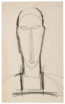Amedeo Modigliani, Testa di fronte, 1912-14. Lugano, Collezione privata