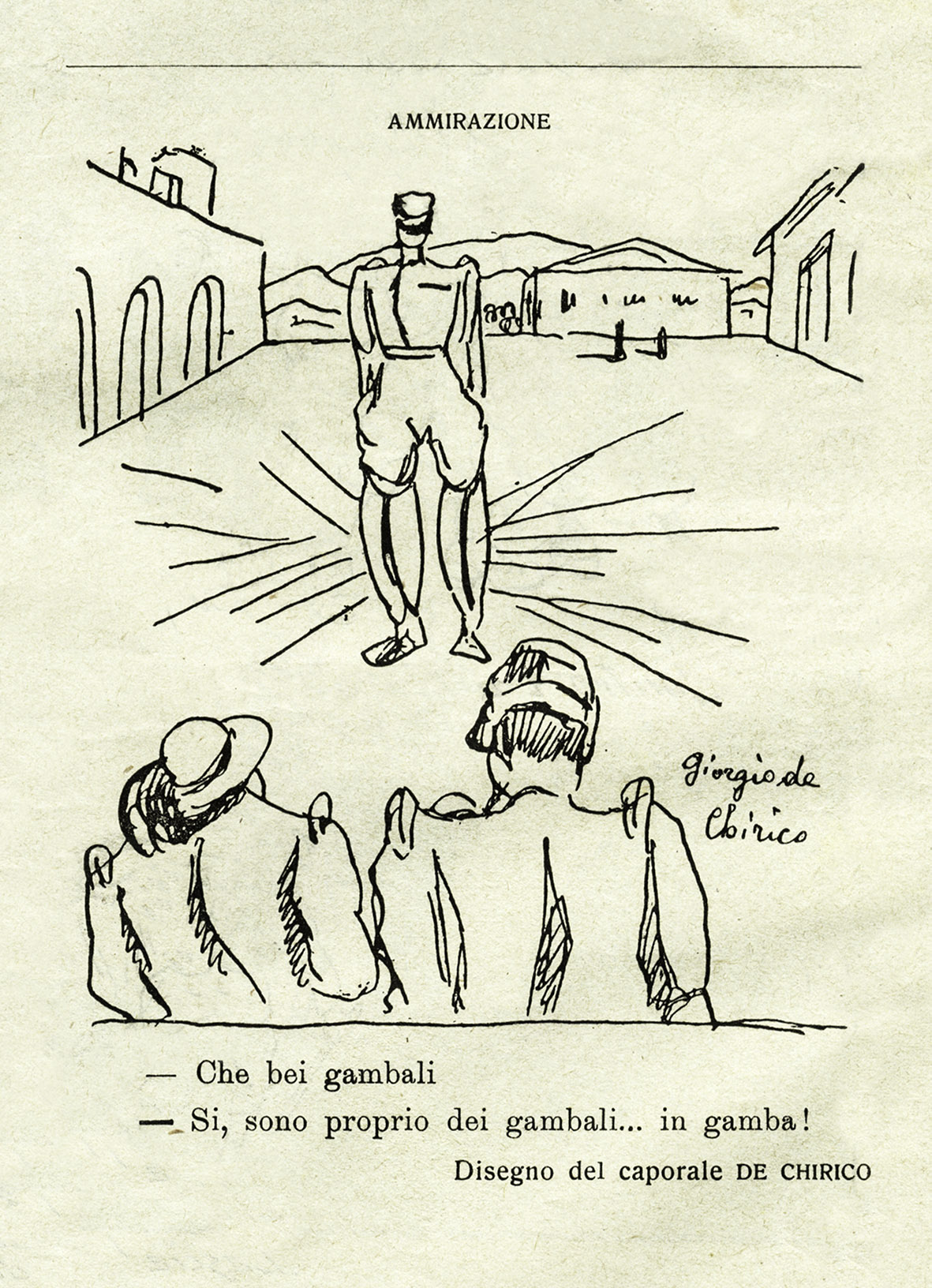 Giorgio de Chirico, Che bei gambali, “La Ghirba” n. 3, 21 aprile 1918