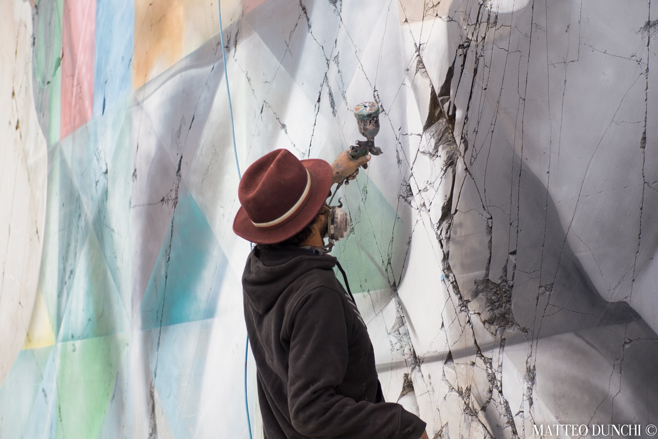 Kobra, David, 2017, il murale realizzato in una cava di marmo della Alpi Apuane, ph. Matteo Dunchi