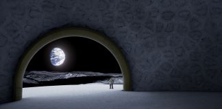 La terra vista dalla luna. Uno scorcio del tempio lunare progettato da Jorge Mañes Rubio per l'ESA
