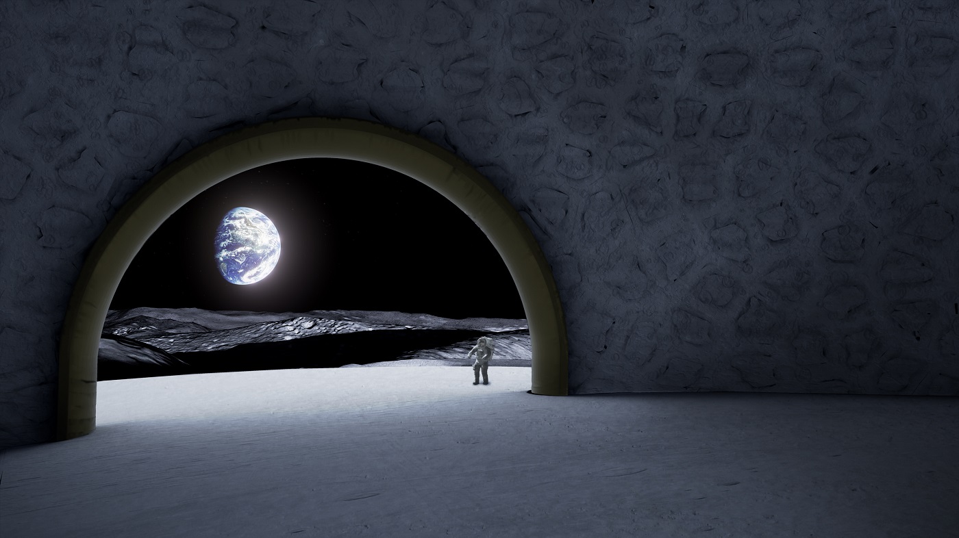 La terra vista dalla luna. Uno scorcio del tempio lunare progettato da Jorge Mañes Rubio per l'ESA