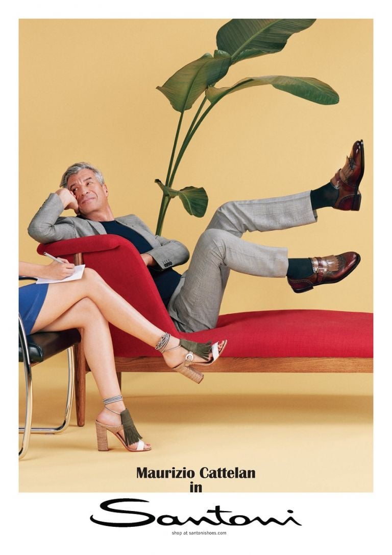 Maurizio Cattelan volto di Santoni per la campagna spring-summer 2017