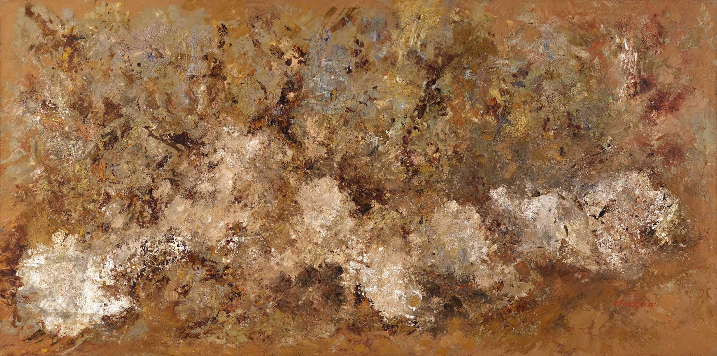 Salvatore Nocera, Vigne al tramonto, olio su tela, 200x100 cm, 1973