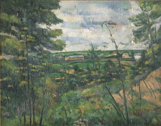 Paul Cézanne, La Plaine de Saint-Ouen-l'Aumône vue prise de les carrières du Chou, 1880 ca., olio su tela, cm 72 x 91, Collezione privata