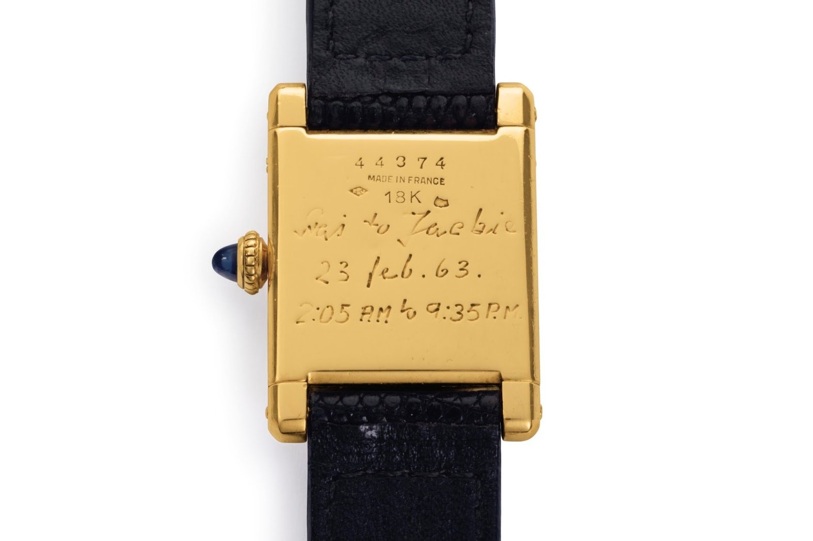 L'orologio Cartier di Jacqueline Kennedy Onassis (iscrizione sul retro)
