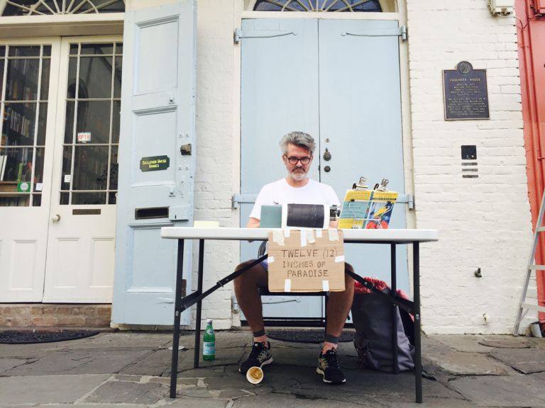 Tim Youd retyping John Kennedy Toole’s A Confederacy of Dunces. Faulker House BooksPirate’s Alley with The New Orleans Museum of Art, New Orleans, LA, Oct 2015. Courtesy Tierney Gallery, Nyc