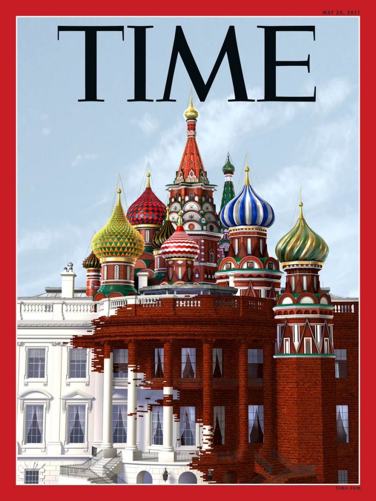 Il TIME dedica una cover d’artista al Russiagate. Intrecci visionari tra Cremlino e Casa Bianca