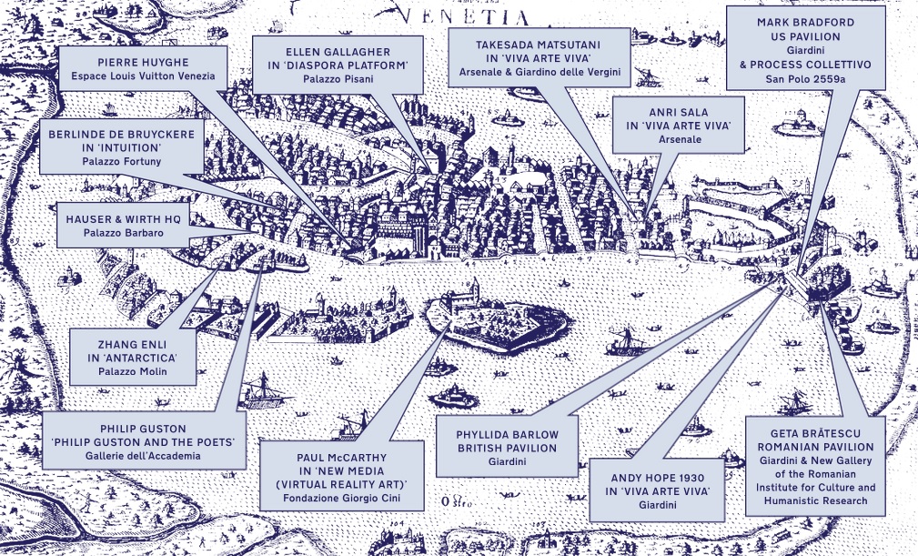 Mappa degli eventi di Hauser & Wirth durante la Biennale d'arte di Venezia