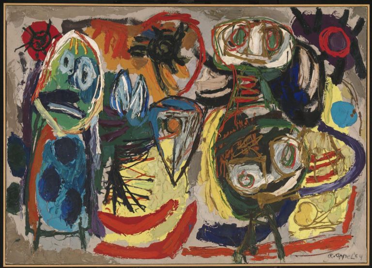 People, Birds and Sun 1954 by Karel Appel 1921-2006