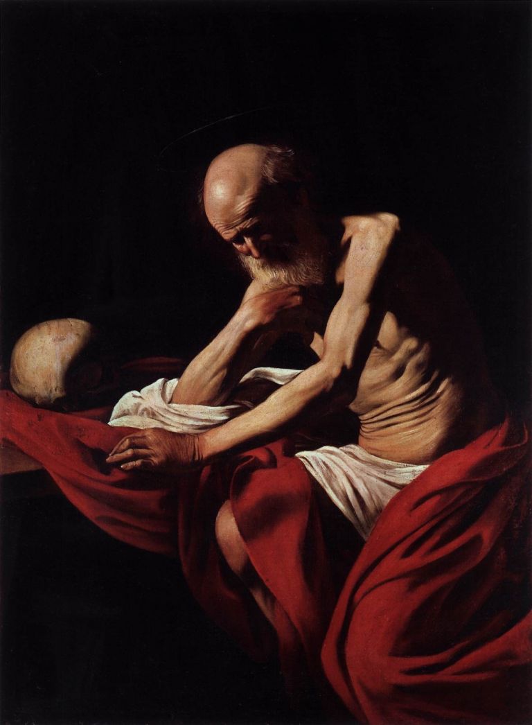 Michelangelo Merisi da Caravaggio San Girolamo penitente, 1605-1606 Olio su tela, 145,5 x 101,5 cm Museu de Montserrat, Barcellona ©Museu de Montserrat, Barcellona. Foto di Daniel Rovira