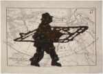 William Kentridge, Porter series: Expedition de jeune Cyrus et retraite des dix mille (with wrought iron), 2009, arazzo, mohair e ricami in seta