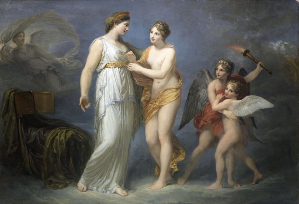 Andrea Appiani, Venere allaccia il cinto a Giunone, 1810 12 ca., olio su tela. Collezione privata