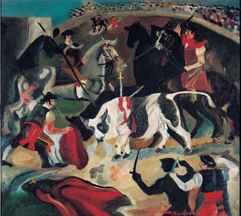 Antonio Ligabue, Corrida, 1931 32, olio su tavola di compensato, 55x61 cm