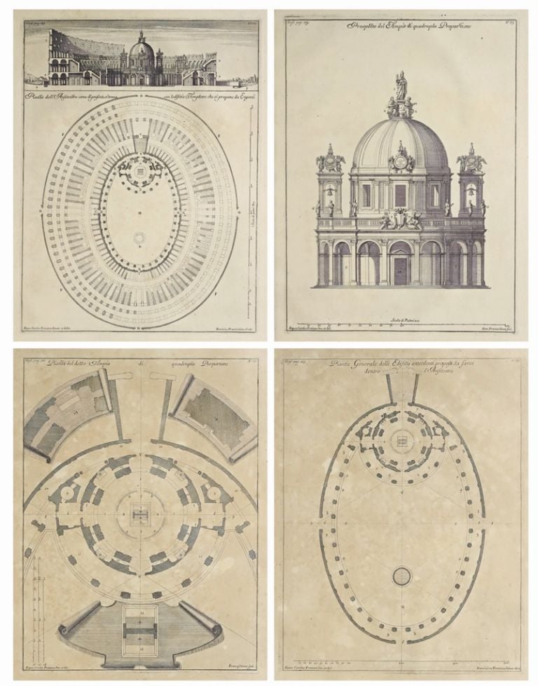 Carlo Fontana, Progetto per una chiesa nel Colosseo, simbolo della “Ecclesia Triumphans”. Da L’Anfiteatro Flavio descritto e delineato dal Caval. Carlo Fontana diviso in sei libri