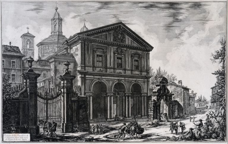 Giovanni Battista Piranesi, Basilica di San Sebastiano, 1750 1760, acquaforte, Museo di Roma