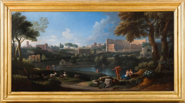 Jan Frans van Bloemen detto Orizzonte, Veduta di Palatino, Arco di Costantino e Colosseo alle pendici del Celio, 1740 ca. Roma, Accademia di San Luca. Courtesy Accademia Nazionale di San Luca, Roma