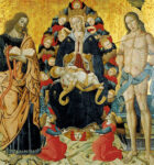 Matteo da Gualdo, Madonna Assunta tra San Tommaso e San Sebastiano, tempera su tavola, 1495. Fondazione Cassa di Risparmio di Perugia