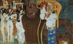 G. Klimt, L’Anelito alla felicità si placa nella Poesia particolare del Fregio di Beethoven, tecnica mista su intonaco, 1902, Secessionhaus, Vienna