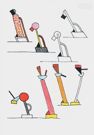 Zeichnung für die Lampen Tahiti und Cavalieri, 1981