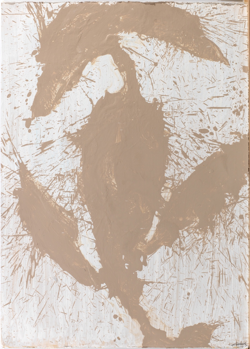 Alessandro Twombly, Figures in the desert (8/8), 2017, acrilico su carta, 106 x 76 cm
