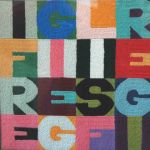 Alighiero Boetti, I Fregi e gli Sfregi, 1989, ricamo su tessuto, 21x3x23,6 cm, Collezione Rosetti