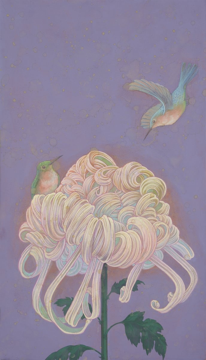 Fuco Ueda, Fragment of daydream I, acrylic and shell white on canvas, 33x19 cm
