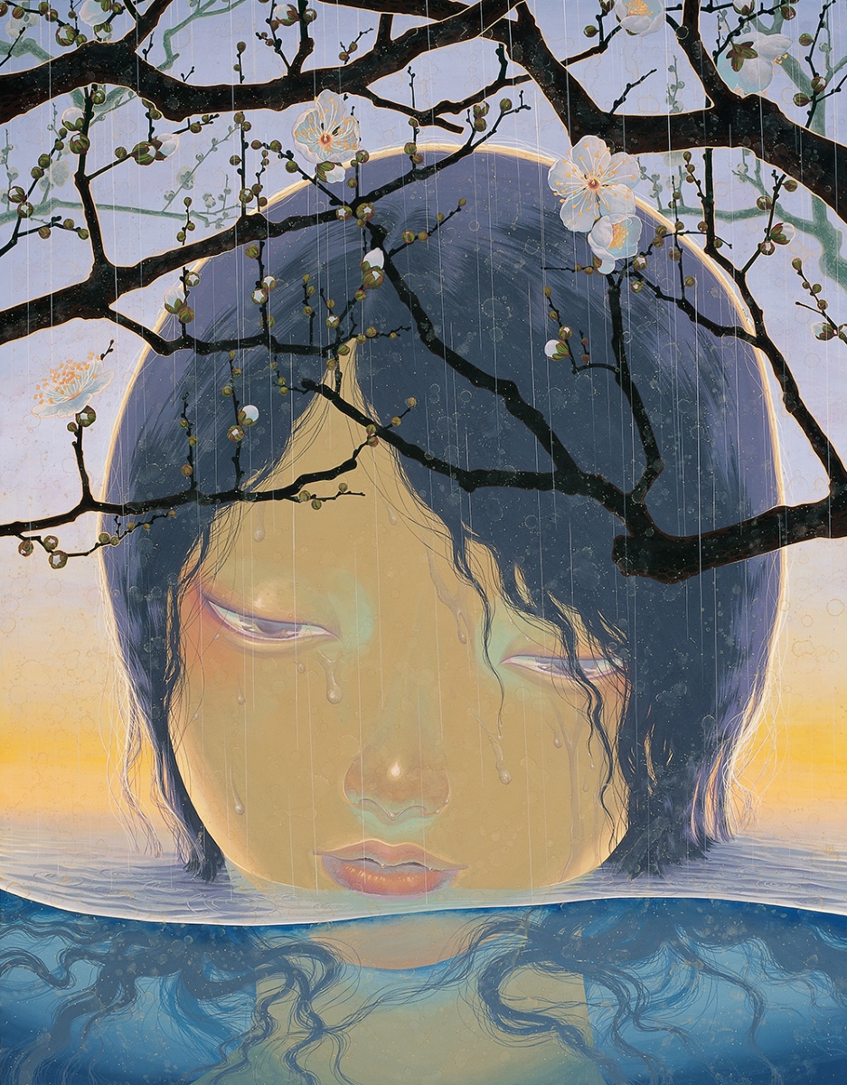 Fuco Ueda, Spring rain, acrylic and shell white on canvas, 116x91 cm