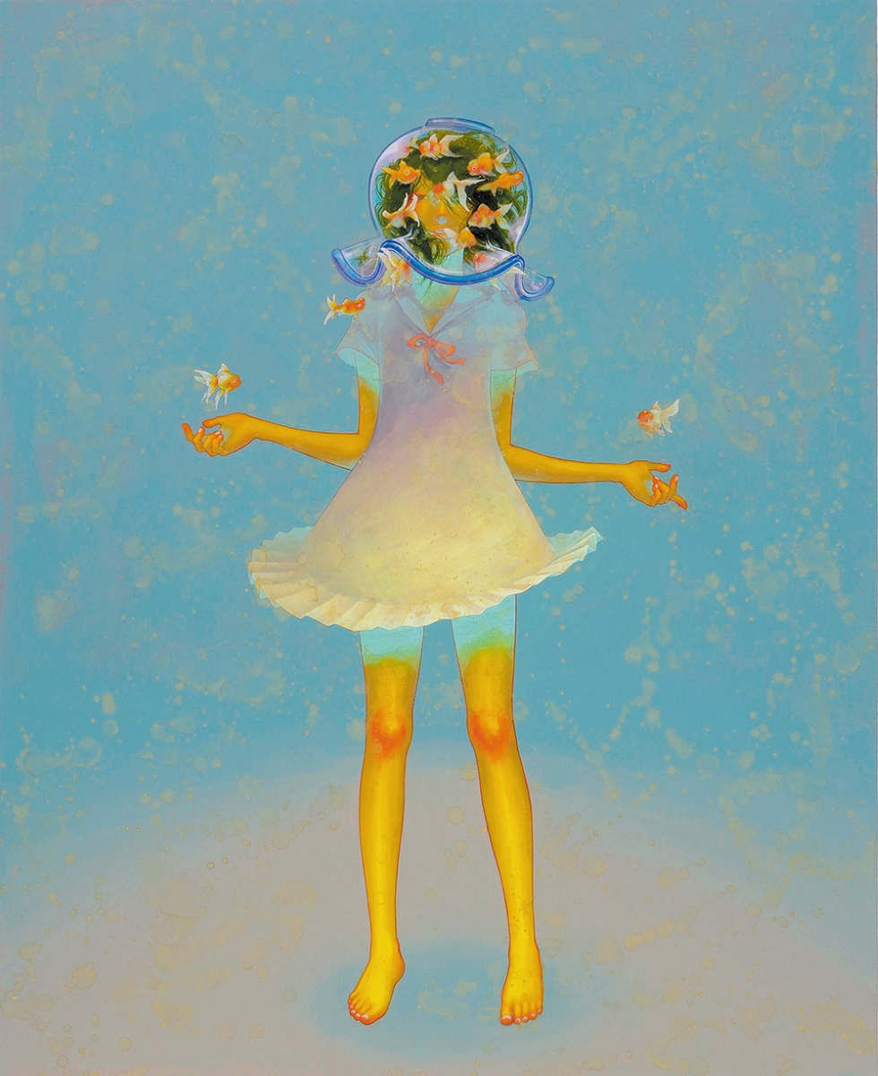 Fuco Ueda, Symbiosis III, acrylic and shell white on canvas, 80x65 cm