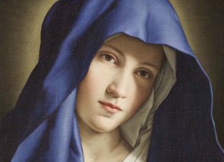 Giovan Battista Salvi detto il Sassoferrato, Madonna orante, Pinacoteca Civica F. Podesti, Ancona (particolare)