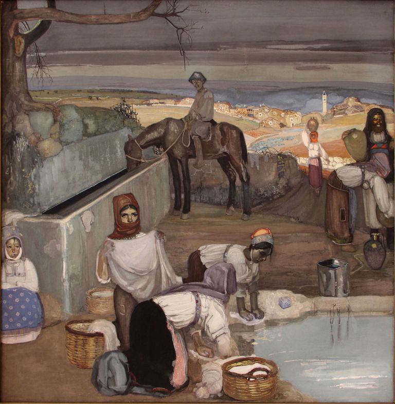Giuseppe Biasi, Mattino in un villaggio sardo, 1912. Sassari, MiBACT, Polo Museale della Sardegna, Pinacoteca Nazionale