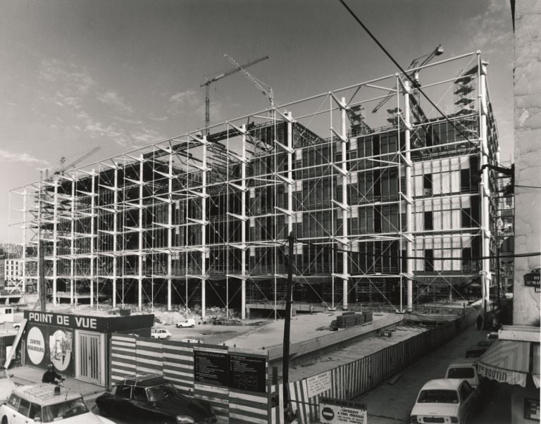 Il Centre Pompidou in costruzione. © Studio Piano & Rogers © Fondazione Renzo Piano