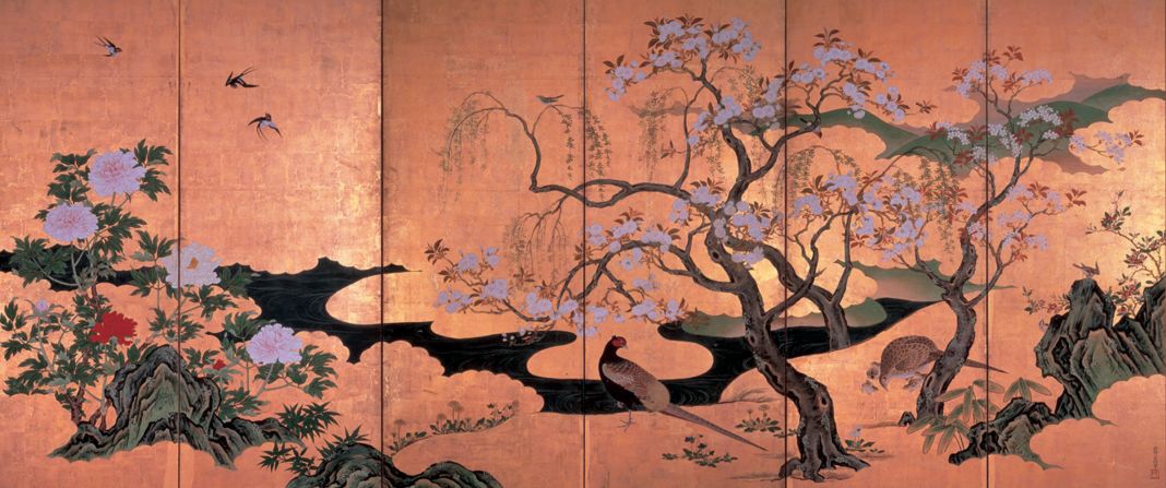 Kano Eino, Uccelli e fiori della primavera e dell'estate, periodo Edo (XVII sec.) – Suntory Art Museum, Tokyo